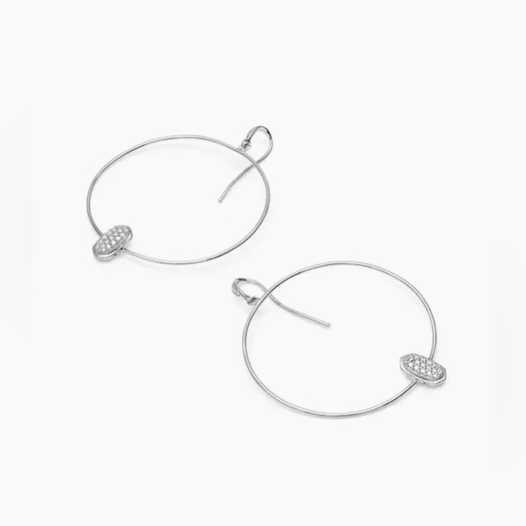 Kendra Scott Elora 14k White Gold Hoop Earrings in White Diamond - Picture 3 of 4